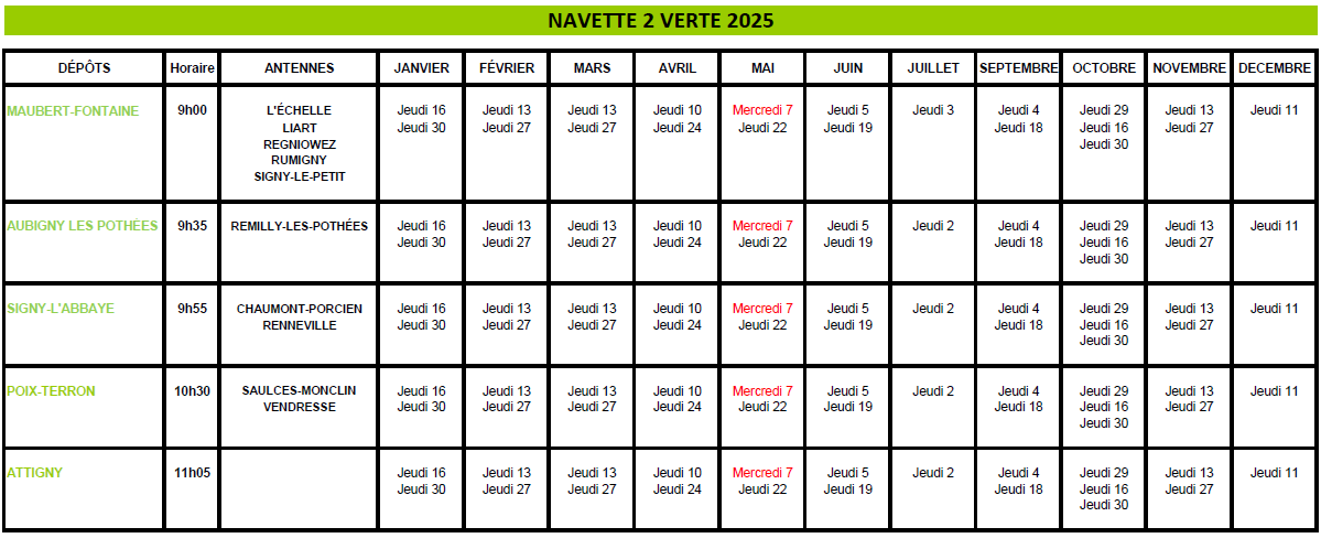 Lien vers le planning de la navette jaune en format excel (13.85 ko)